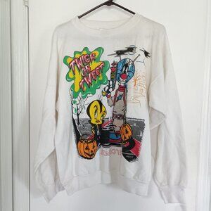 vintage 90s Looney Tunes halloween sweatshirt white unisex XL
